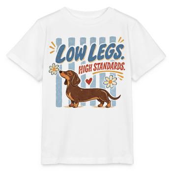 Dachshund Low Legs High Standards Retro - Stanley/Stella MINI CREATOR Kids’ T-Shirt - white - Front - Maike (125cm)