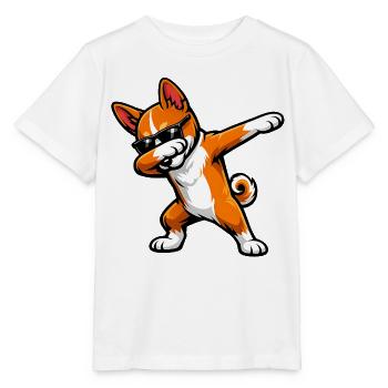 Dabbing Basenji in comic style - Stanley/Stella MINI CREATOR Kids’ T-Shirt - white - Front - Maike (125cm)