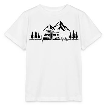 Camping love with heartbeat and motorhome - Stanley/Stella MINI CREATOR Kids’ T-Shirt - white - Front - Maike (125cm)