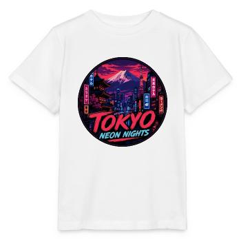 Tokyo Neon Nights Vintage Travel Badge - Stanley/Stella MINI CREATOR Kids’ T-Shirt - white - Front - Maike (125cm)
