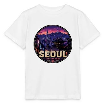 Seoul City of Soul Korea Vintage Travel Badge - Stanley/Stella MINI CREATOR Kids’ T-Shirt - white - Front - Maike (125cm)