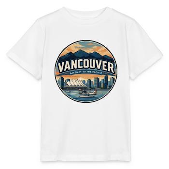 Retro Vancouver Harbour Travel Badge - Stanley/Stella MINI CREATOR Kids’ T-Shirt - white - Front - Maike (125cm)