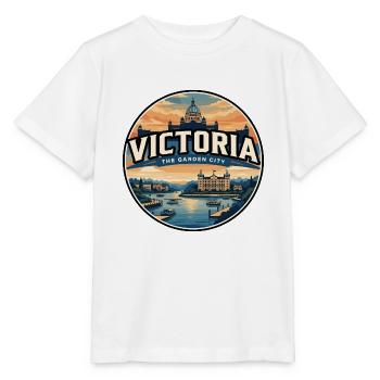 Retro Victoria Inner Harbour Travel Badge - Stanley/Stella MINI CREATOR Kids’ T-Shirt - white - Front - Maike (125cm)
