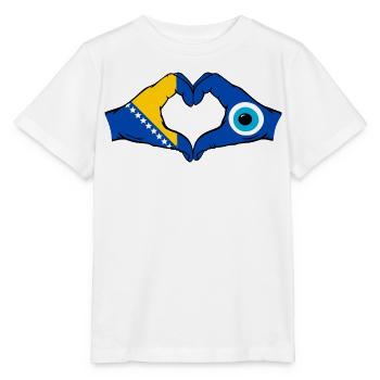Bosnia Nazar Flag Hands Heart Shape - Stanley/Stella MINI CREATOR Kids’ T-Shirt - white - Front - Maike (125cm)