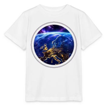 Earth from space with neon ring - Stanley/Stella MINI CREATOR Kids’ T-Shirt - white - Front - Maike (125cm)