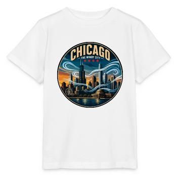 Chicago The Windy City Retro Skyline Badge - Stanley/Stella MINI CREATOR Kids’ T-Shirt - white - Front - Maike (125cm)