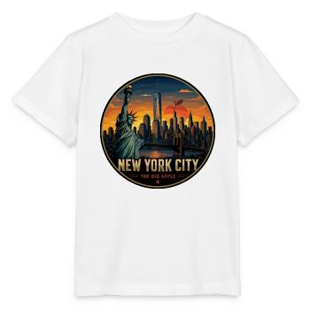 New York City Big Apple Retro Skyline Badge - Stanley/Stella MINI CREATOR Kids’ T-Shirt - white - Front - Maike (125cm)
