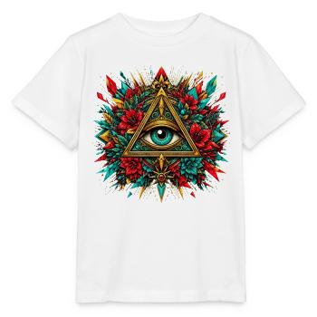 All Seeing Eye Providence Triangle Flowers - Stanley/Stella MINI CREATOR Kids’ T-Shirt - white - Front - Maike (125cm)