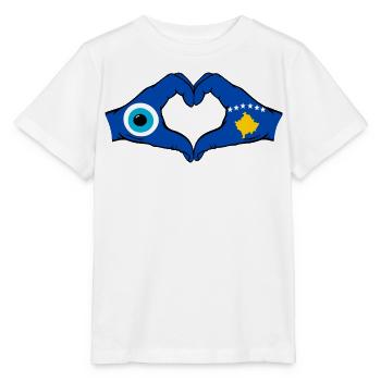 Kosovo Nazar flag hands heart shape used - Stanley/Stella MINI CREATOR Kids’ T-Shirt - white - Front - Maike (125cm)