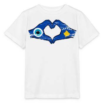 Kosovo Nazar flag hands heart shape used - Stanley/Stella MINI CREATOR Kids’ T-Shirt - white - Front - Maike (125cm)