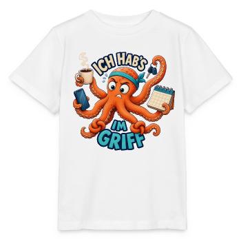 Ich hab's im Griff – Oktopus Multitasking - Stanley/Stella Kinder T-Shirt MINI CREATOR  - Weiß - Vorne - Maike (125cm)