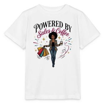 Powered By Sales and Coffee Black Woman - Stanley/Stella MINI CREATOR Kids’ T-Shirt - white - Front - Maike (125cm)