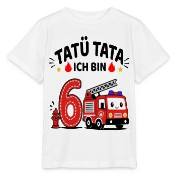 Feuerwehr Geburtstag 6 Jahr Shirt Ich bin 6 - Stanley/Stella Kinder T-Shirt MINI CREATOR  - Weiß - Vorne - Maike (125cm)