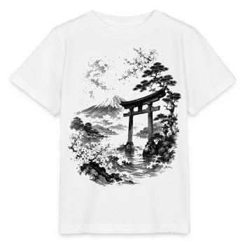 Japanese nature with torii and Fuji - Stanley/Stella MINI CREATOR Kids’ T-Shirt - white - Front - Maike (125cm)