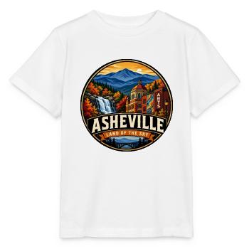 Asheville Land of the Sky Vintage Mountain Badge - Stanley/Stella MINI CREATOR Kids’ T-Shirt - white - Front - Maike (125cm)