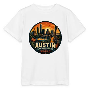 Austin Live Music Capital Retro Guitar Emblem - Stanley/Stella MINI CREATOR Kids’ T-Shirt - white - Front - Maike (125cm)
