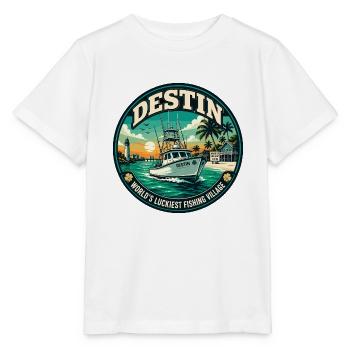Destin Luckiest Fischerdorf Retro-Emblem - Stanley/Stella Kinder T-Shirt MINI CREATOR  - Weiß - Vorne - Maike (125cm)
