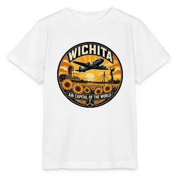 Wichita Air Capital Retro Aviation Badge - Stanley/Stella MINI CREATOR Kids’ T-Shirt - white - Front - Maike (125cm)