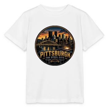 Pittsburgh Steel City Retro Bridge Welding Badge - Stanley/Stella MINI CREATOR Kids’ T-Shirt - white - Front - Maike (125cm)