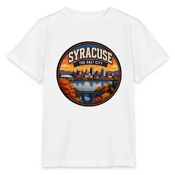 Syracuse The Salt City Retro Lake Skyline Badge - Stanley/Stella MINI CREATOR Kids’ T-Shirt - white - Front - Maike (125cm)