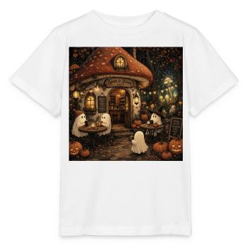 Mushroom House Café Retro Mural Ghosts Autumn Decoration - Stanley/Stella MINI CREATOR Kids’ T-Shirt - white - Front - Maike (125cm)