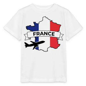 French map with airplane - Stanley/Stella MINI CREATOR Kids’ T-Shirt - white - Front - Maike (125cm)