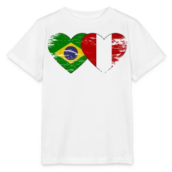 Brazil Peru Flag Hands Heart Shape Used - Stanley/Stella MINI CREATOR Kids’ T-Shirt - white - Front - Maike (125cm)