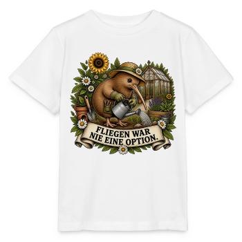 Kiwi Gärtner – Fliegen war nie eine Option - Stanley/Stella Kinder T-Shirt MINI CREATOR  - Weiß - Vorne - Maike (125cm)