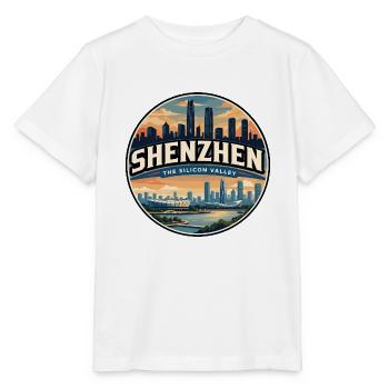 Retro Shenzhen Bay Skyline Badge - Stanley/Stella MINI CREATOR Kids’ T-Shirt - white - Front - Maike (125cm)