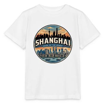Retro Shanghai Pudong Travel Badge - Stanley/Stella MINI CREATOR Kids’ T-Shirt - white - Front - Maike (125cm)
