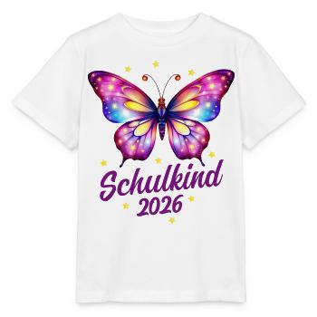 Schulkind 2026 Schmetterling Einschulung 1. Klasse - Stanley/Stella Kinder T-Shirt MINI CREATOR  - Weiß - Vorne - Maike (125cm)