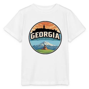Retro Georgia Gergeti Trinity Badge - Stanley/Stella MINI CREATOR Kids’ T-Shirt - white - Front - Maike (125cm)