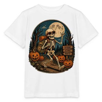 Vintage Halloween Kürbis Skelett Retro Outdoor Fan - Stanley/Stella Kinder T-Shirt MINI CREATOR  - Weiß - Vorne - Maike (125cm)