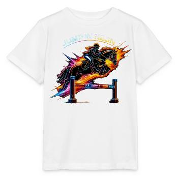 Jump in Neon – Equestrian Sports & Show Jumping - Stanley/Stella MINI CREATOR Kids’ T-Shirt - white - Front - Maike (125cm)