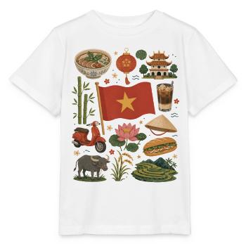 Vietnam Travel Love | Rice Fields & Culture - Stanley/Stella MINI CREATOR Kids’ T-Shirt - white - Front - Maike (125cm)