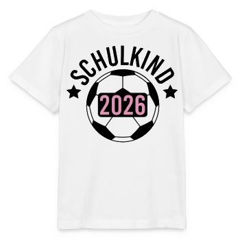 Schulkind 2026 Fußball Einschulung Schulstart rosa - Stanley/Stella Kinder T-Shirt MINI CREATOR  - Weiß - Vorne - Maike (125cm)