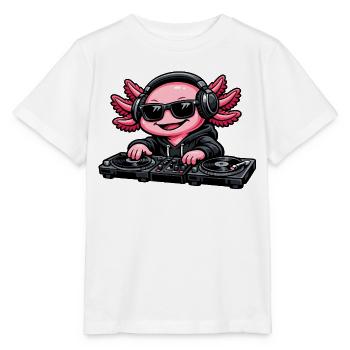 Axolotl Beats – Cute Axolotl as a DJ - Stanley/Stella MINI CREATOR Kids’ T-Shirt - white - Front - Maike (125cm)