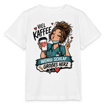 Wenig Schlaf Großes Herz – Krankenschwester - Stanley/Stella Kinder T-Shirt MINI CREATOR  - Weiß - Vorne - Maike (125cm)
