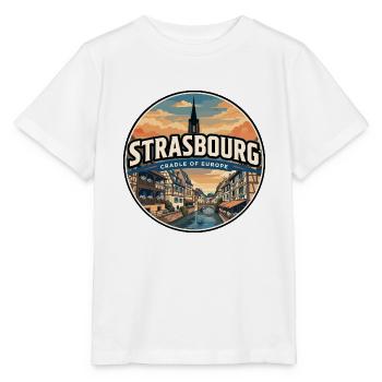 Retro Strasbourg Petite France Badge - Stanley/Stella MINI CREATOR Kids’ T-Shirt - white - Front - Maike (125cm)