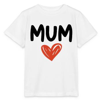 Hand‑Drawn Heart – Love You Mum - Stanley/Stella MINI CREATOR Kids’ T-Shirt - white - Front - Maike (125cm)