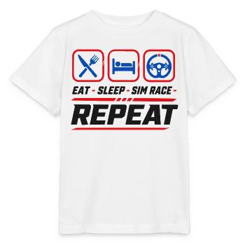 Eat sleep sim race repeat for sim racing fans - Stanley/Stella MINI CREATOR Kids’ T-Shirt - white - Front - Maike (125cm)