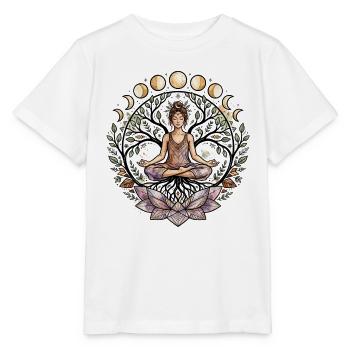 Yoga Woman Arbre de la Vie Phases de la Lune du Lotus - Atma Boho - T-shirt bio MINI CREATOR Stanley/Stella Enfant - blanc - Devant - Maike (125cm)