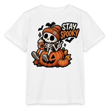 Stay Spooky Skeleton in Pumpkin - Stanley/Stella MINI CREATOR Kids’ T-Shirt - white - Front - Maike (125cm)