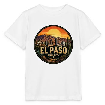 El Paso Sun City Desert Sunset Vintage Abzeichen - Stanley/Stella Kinder T-Shirt MINI CREATOR  - Weiß - Vorne - Maike (125cm)