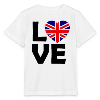 UK Flaggenherz - Stanley/Stella Kinder T-Shirt MINI CREATOR  - Weiß - Vorne - Maike (125cm)