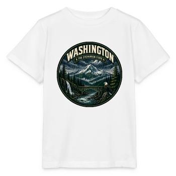 Washington Evergreen State Vintage Eagle Abzeichen - Stanley/Stella Kinder T-Shirt MINI CREATOR  - Weiß - Vorne - Maike (125cm)