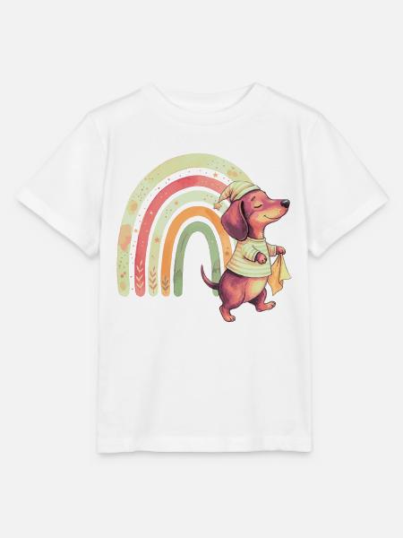Schlafwandelnder Dackel mit Regenbogen - Stanley/Stella Kinder T-Shirt MINI CREATOR - Weiß