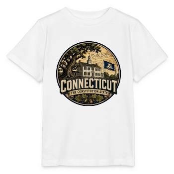Connecticut Constitution State Retro Oak Abzeichen - Stanley/Stella Kinder T-Shirt MINI CREATOR  - Weiß - Vorne - Maike (125cm)