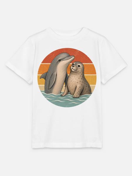 Delphin und Robbe - Stanley/Stella Kinder T-Shirt MINI CREATOR - Weiß