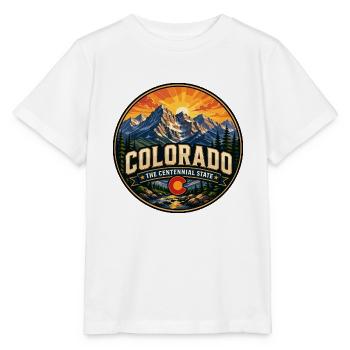 Colorado Centennial State Retro Mountain Abzeichen - Stanley/Stella Kinder T-Shirt MINI CREATOR  - Weiß - Vorne - Maike (125cm)
